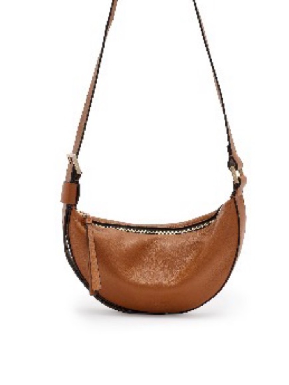All Saints Sepia Brown Leather Crescent Shoulder Bag